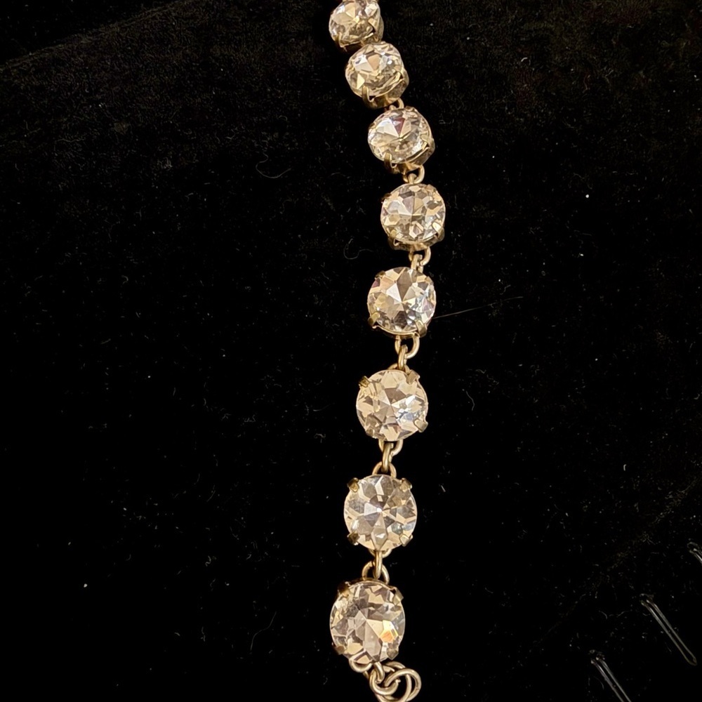Vintage-Style Gold Tone Rhinestone Tennis Bracelet